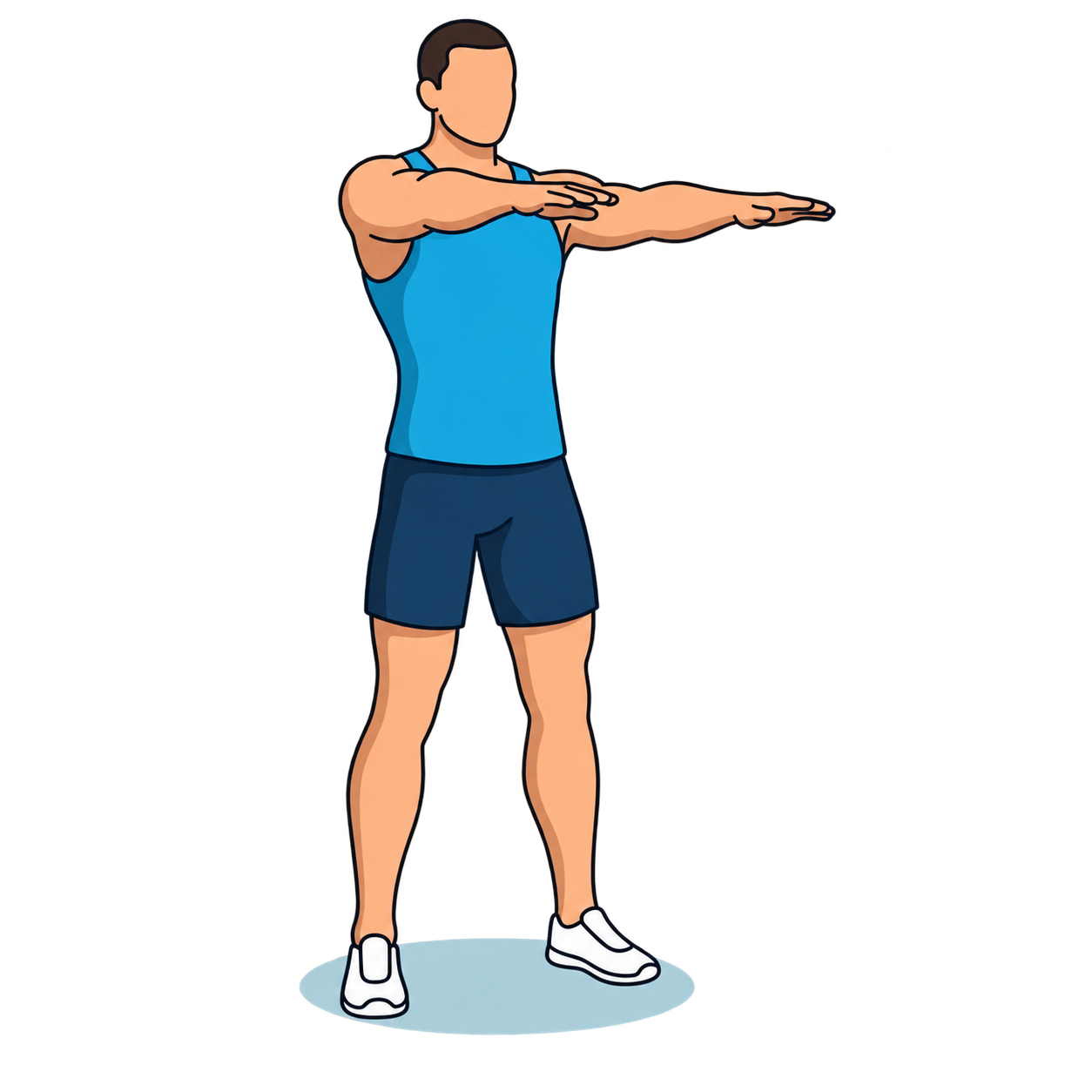 Illustration of the standing start position for a bodyweight squat